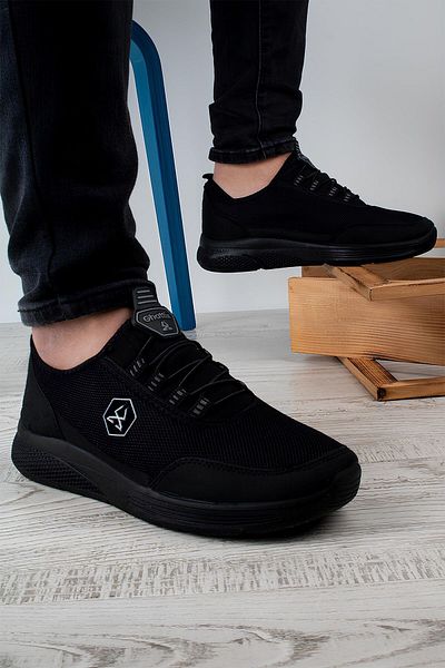 ALTUNTAŞ Men's Orthopedic Sneakers - Laceless, Casual Fitness Shoes, Black