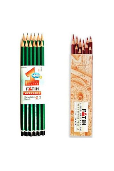 Fatih Pen Set (12 Pieces of Lead, 12 Pieces of Red Copy Pen)