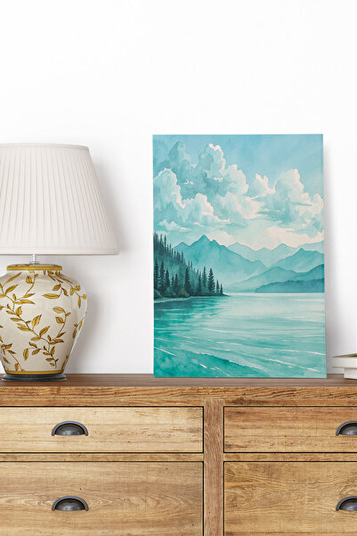 qoeuyl boutique Lake and Forest View No:3 Ρετρό Vintage 18x27 MDF Ξύλινη αφίσ...