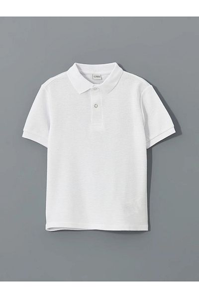 LC Waikiki Tricou pentru băiat cu textura albă cu gât polo LCW Kids