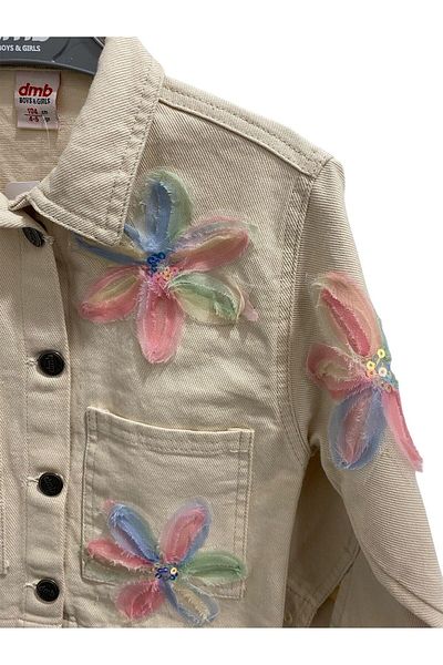 DMB BOYS & GIRLS Dmb Girl's Flower Process Jacket Suit 4-9 Years Ecru