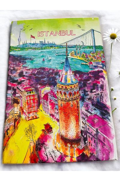 GALATA GIFT دفتر ملاحظات كبير الحجم، مذكرات مسطرة، جدول أعمال، دفتر شكر، دفتر هدايا بطابع إسطنبول