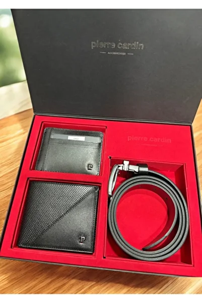 Pierre Cardin 3-Piece Set Covering Value for Men: Sports Card Holder Wallet, Belt and Leather Game Belt Wallet