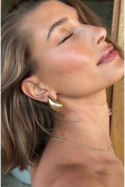 Aslı Jewelry Göz Yaşı Gold Damla Çelik Küpe