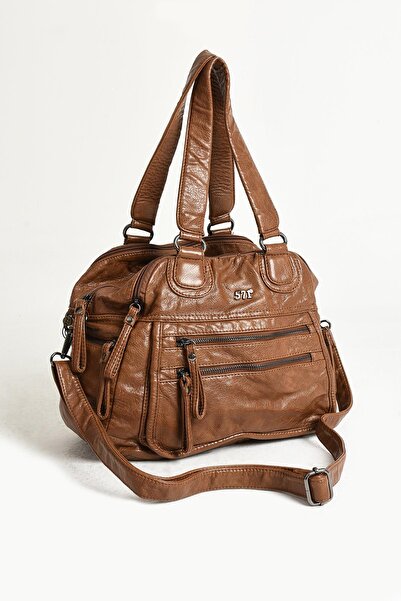 571 Collections Çanta Tan Faux Leather Crossbody and Shoulder Bag - Multi-Compartment (Model: 571-9-12FF)