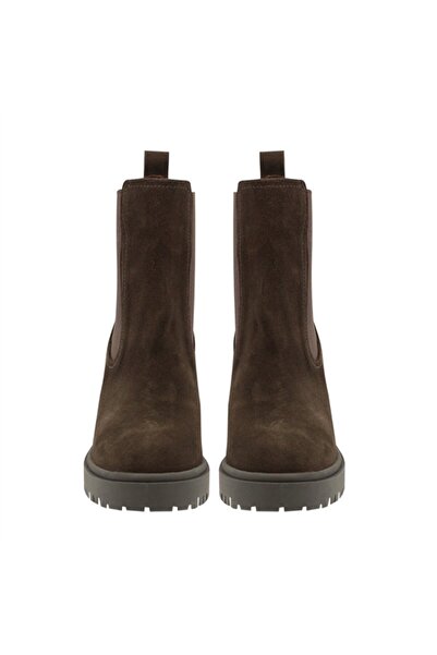 Vario Süet Chelsea Blok Topuk Kadın Bot Kahve Süet(BROWN SUEDE)