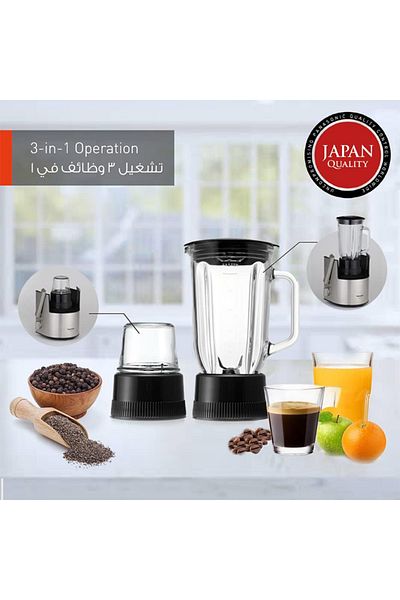 PANASONIC 3-In-1 Juicer Extractor Blender Grinder 800W MJ-DJ31 - Silver