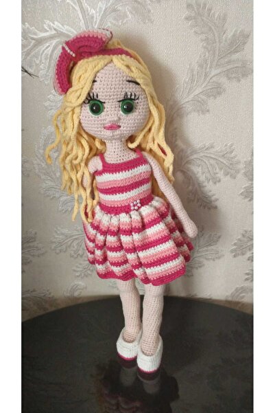 SKOC 35 Cm Amigurumi Bebek Pamuk Ip El Örgüsü Kız Oyuncak - Kıyafetleri Ve Ay...