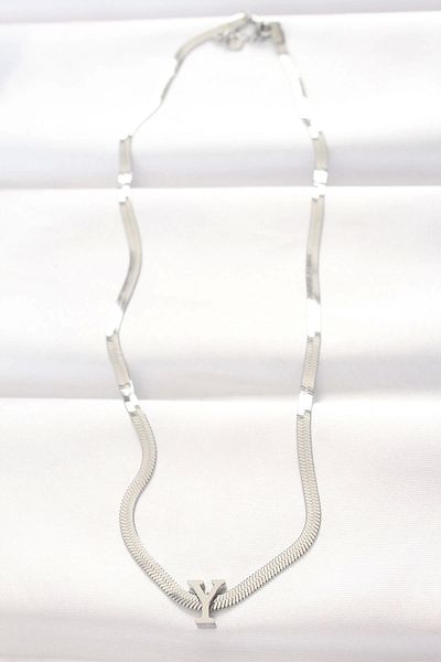 Clariss 316L Steel Y Letter Silver Color Italian Chain Necklace