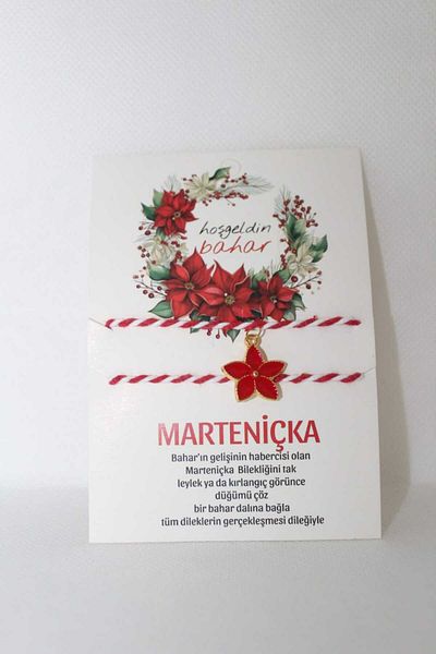 LuxeGem Marteniçka Red Lotus Flower Bracelet with Welcome Spring Card