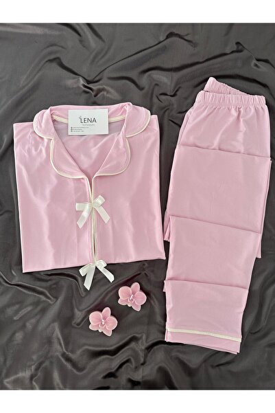 Lena Homewears Σετ πιτζάμες με ροζ μπροστινό φιόγκο