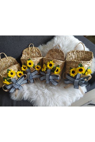 EE SÜS DÜKKANI Wicker Flower Door Ornament Model