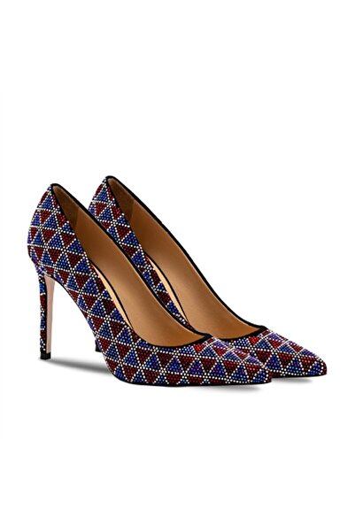 Vario Sıyah Süet Bordo Mavı Taşlı C1159