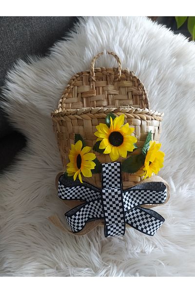 EE SÜS DÜKKANI Wicker Flower Door Ornament Model
