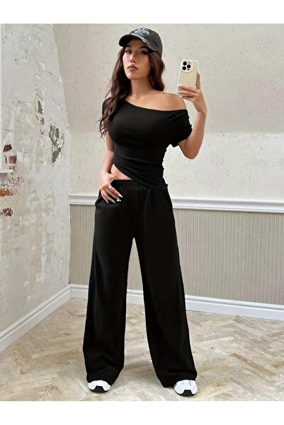 CAONNES Γυναικεία μαύρα φαρδιά αθλητικά ρούχα μεγάλου μεγέθους, υψηλής ποιότη...