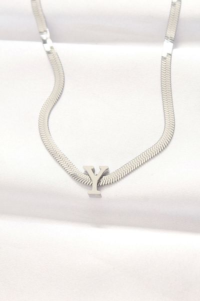 Clariss 316L Steel Y Letter Silver Color Italian Chain Necklace