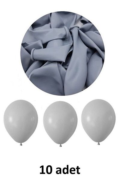 Atölye Mi Pack of 10 Grey Balloons - 12" and 30 cm Latex Color