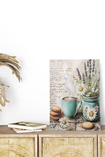 qoeuyl boutique Kahve Kır Çiçekleri ve Papatyalar Retro Vintage 18x27 MDF Ahş...