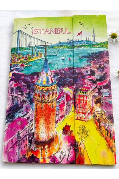 GALATA GIFT دفتر ملاحظات كبير الحجم، مذكرات مسطرة، جدول أعمال، دفتر شكر، دفتر هدايا بطابع إسطنبول