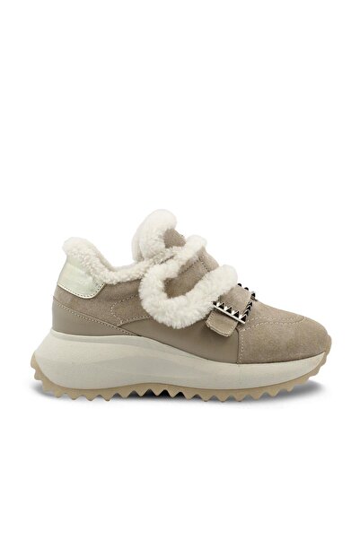 Vario Bej Kürklü Spor Ayakkabı VIZON SUET VIZON DERI