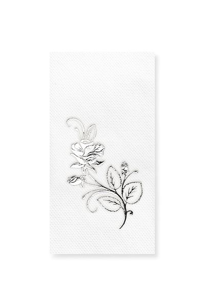 Story 40X40 cm Silver Foil Rose Patterned 16 Pack 1/8 Fold White Colored Paper Napkins