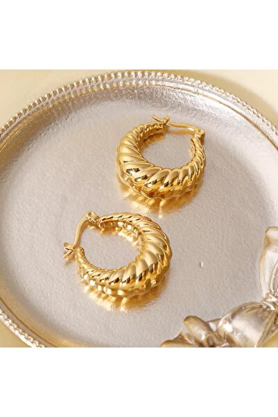 Siya Silver Kararmaz Çelik Burgulu Vintage Küpe