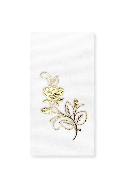 Story 40X40 cm Gold Foil Rose Patterned 16 Pack 1/8 Fold White Colored Paper Napkins