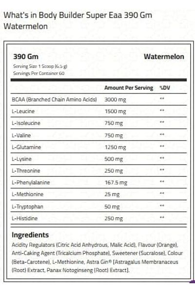Body Builder Super Eaa, Watermelon, 390 Gm, Improves Muscle Growth