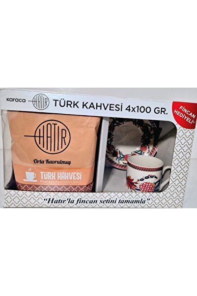 HATIR قهوة تركية كاراكا حاتير متوسطة التحميص مع الكثير من الرغوة 4*100 كوب مع...