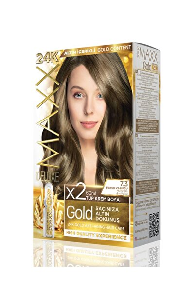 MAXX DELUXE Golden 7.3 Fındık Kabuğu 24k Altın Içerikli Saç Boyası