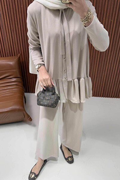 Melike Tatar 6-694 Model Stone Ruffle Suit