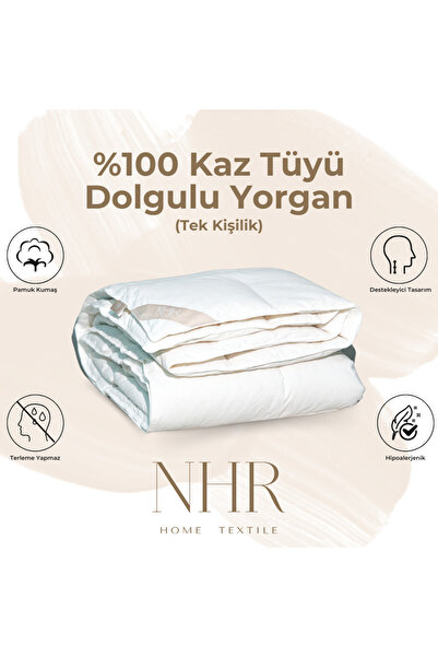 NHR 100% Goose down Filling, 90% Gıdik Antibacterial, Heat Balancing, Single Duvet / 155X215
