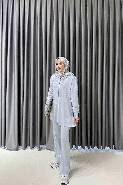 Melike Tatar Bebe Blue Glitter Mercerized Knitwear Set 32-7010