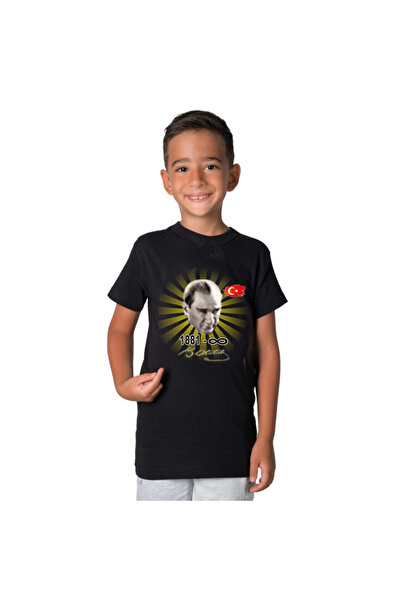 HediyeMania Tricou pentru copii Ataturk cu imprimeu Mustafa Kemal Atatürk cu ...
