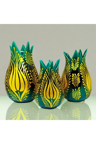 NİSAN ÇİNİ SERAMİK 3'lü Lale Takımı