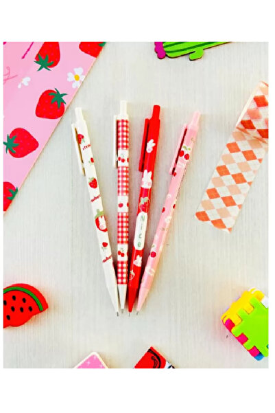 YEŞİLDESİGN Strawberry 0.7 Uçlu Kalem Seti 4lü