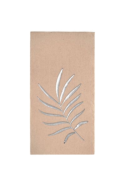 Story 40X40 cm Tropical Leaf Pattern Silver Foil, 16 1/8 Fold Kraft Paper Napkins