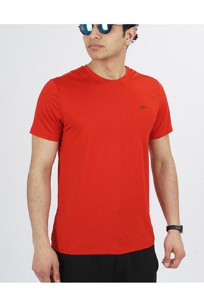 DYNAMO Men's Red Polyester Sports T-Shirt - Crew Neck