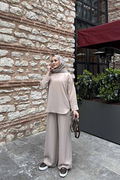 Melike Tatar Basic Stone Colored Crepe Tunic - 32-2239