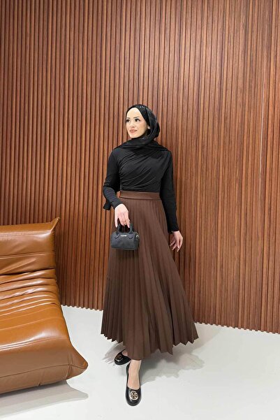 Melike Tatar Πλισέ Καφέ Φούστα - 32-9001-1