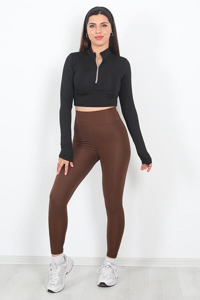 TETYS Bitter Brown Women's Comfortable High Waist Sports and Daily Leggings