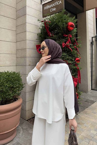 Melike Tatar Ecru Basic Crepe Tunic 32-2239