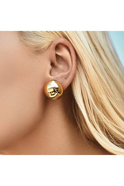 Siya Silver Gold Color Nail Model Blackened Steel Ball Earrings