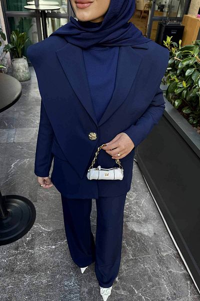 Melike Tatar Dark Blue Jacket Suit 32-2303