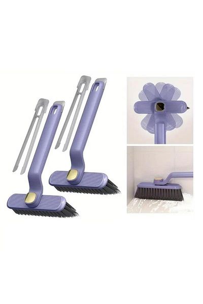 jetfast 2 Pieces 360 Degree Swivel Head Dust Kitchen Bathroom Cleaning Brush with Tweezers