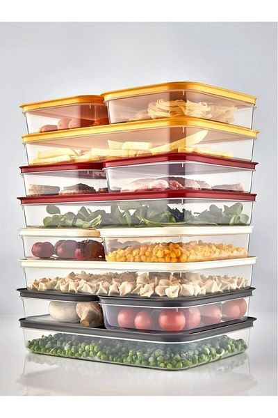 Mapple Home 12Pcs Microwave Refrigerator Organizer - 4X2600Ml and 8X1300Ml Storage Capacity