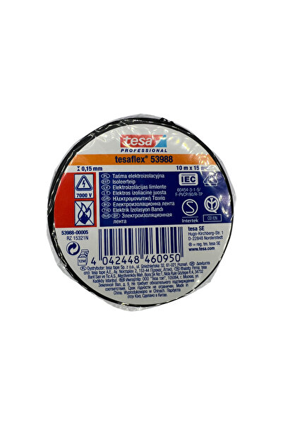 Tesa 53988 Siyah PVC Elektrik Bandı-10'lu Avantaj Paketi