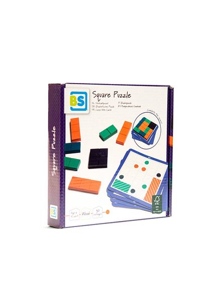 BS Toys Puzzle Patrat, Joc De Logica Din Lemn