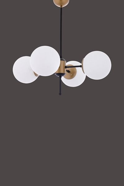 Step Aydınlatma Ava Black-Tumbled 4-Armed Modern Living Room Y. Room O. Room Chandelier