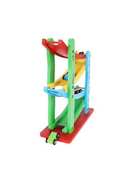 Micostore Track, Circuit With 4 Cars And Multi-Storey Ramp, Wooden Toy
